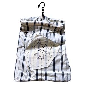 Handmade Ticking Stripe Pocket Change Hanging Bag Coin Pouch for Laundry Room